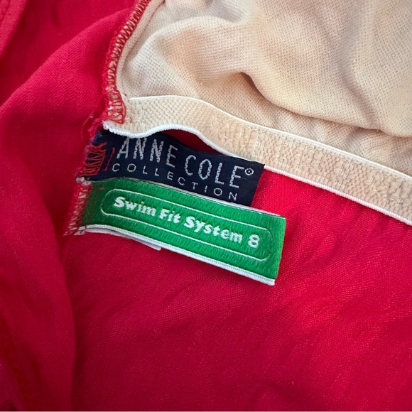 80-90s Vintage Ann Cole Collection 8 Red Low Back One Piece Swimsuit - Picture 2 of 14